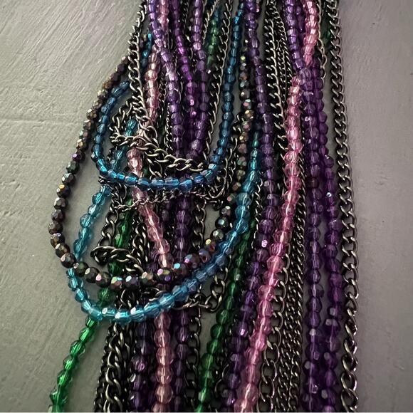 Beaded Multi Chain Layered Necklace - Picture 4 of 7